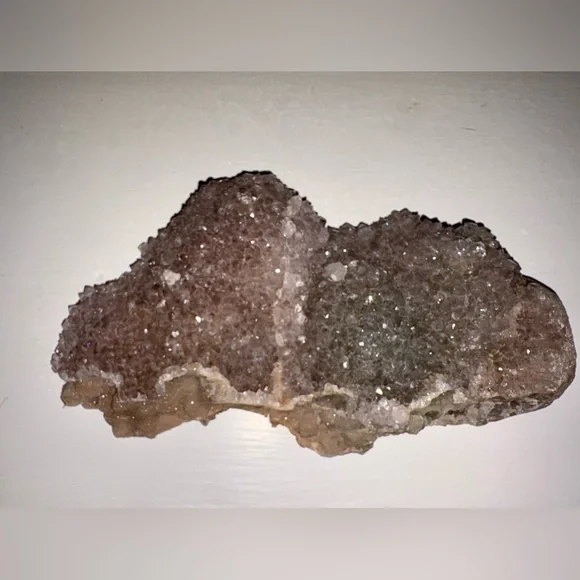 Large Crystal Cluster of Pink Chalcedony and Smoky Quartz Geode Slab - Picture 2 of 7